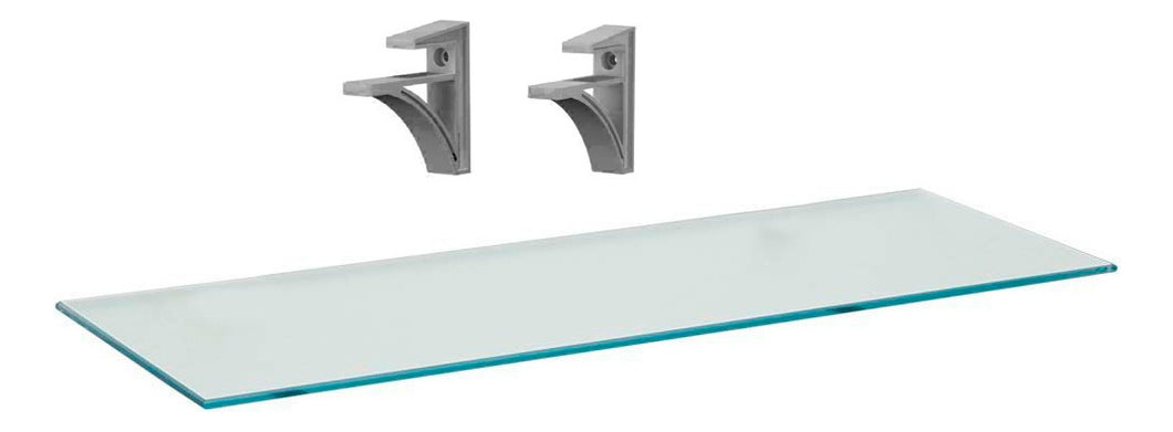 Prateleira Em Vidro 15x40cm Suporte Cromado Multivisão