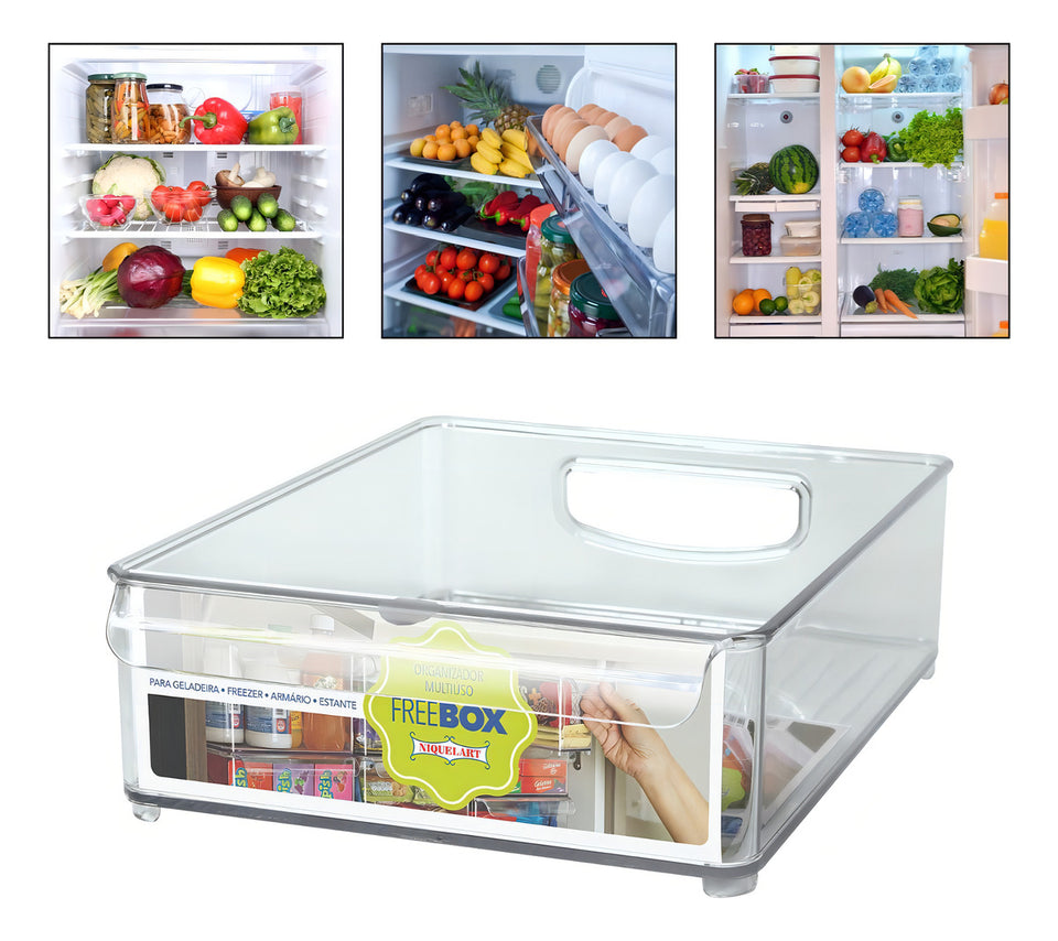 Organizador Para Geladeira Caixa Gaveta Suporte Multi Uso Cor Transparente