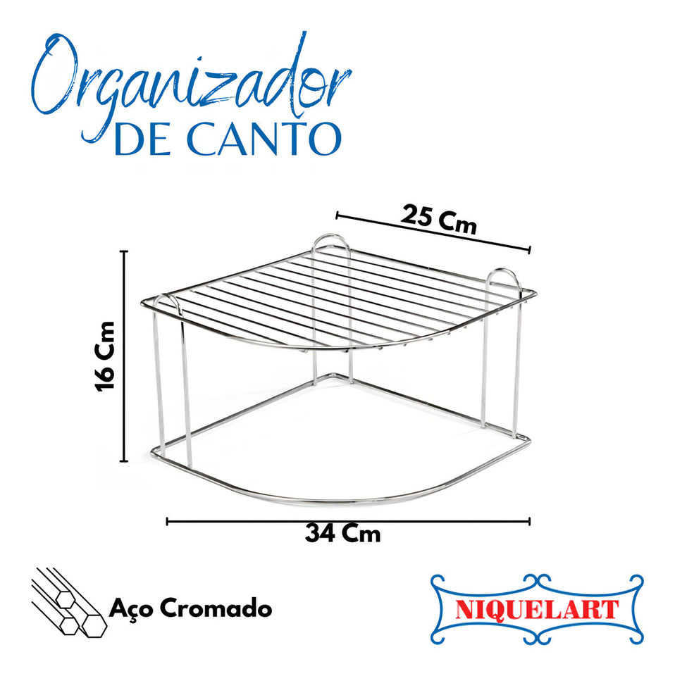 Organizador De Armário Canto Para Pratos Cromado Niquelart Cor Aço cromado