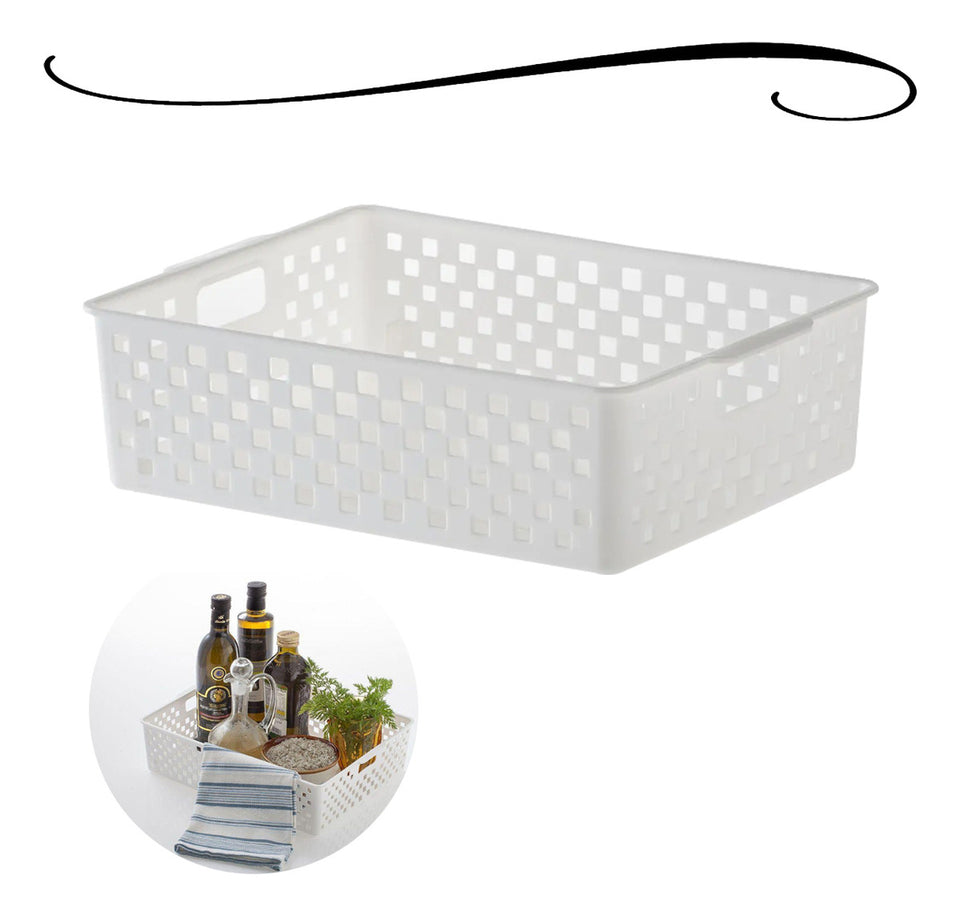 Caixa organizadora de cestas Paramount openwork 34x27x9cm, cor branca