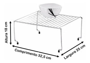Organizador Armário Retangular Empilhável De Cozinha 091 Cor Aço cromado
