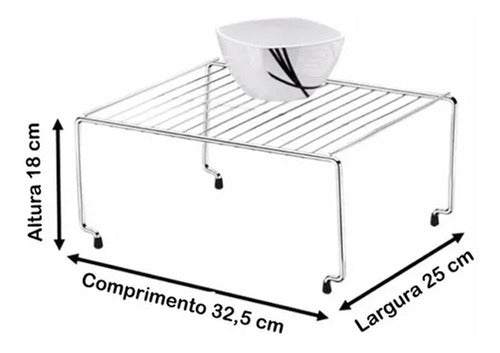 Organizador Armário Retangular Empilhável De Cozinha 091 Cor Aço cromado