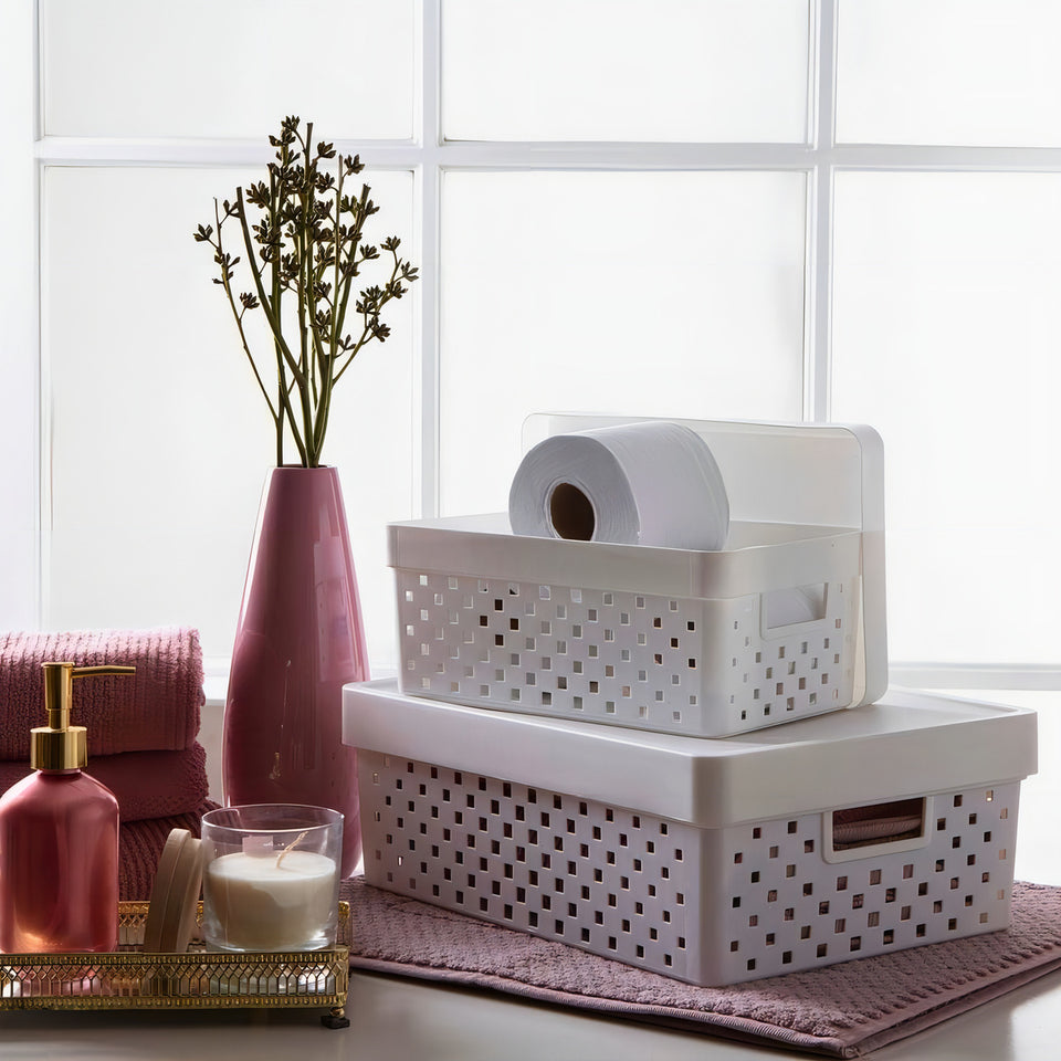 Cesto Organizador 16 Litros C/tampa 39x29x14cm 843 Paramount Cor Branco 0