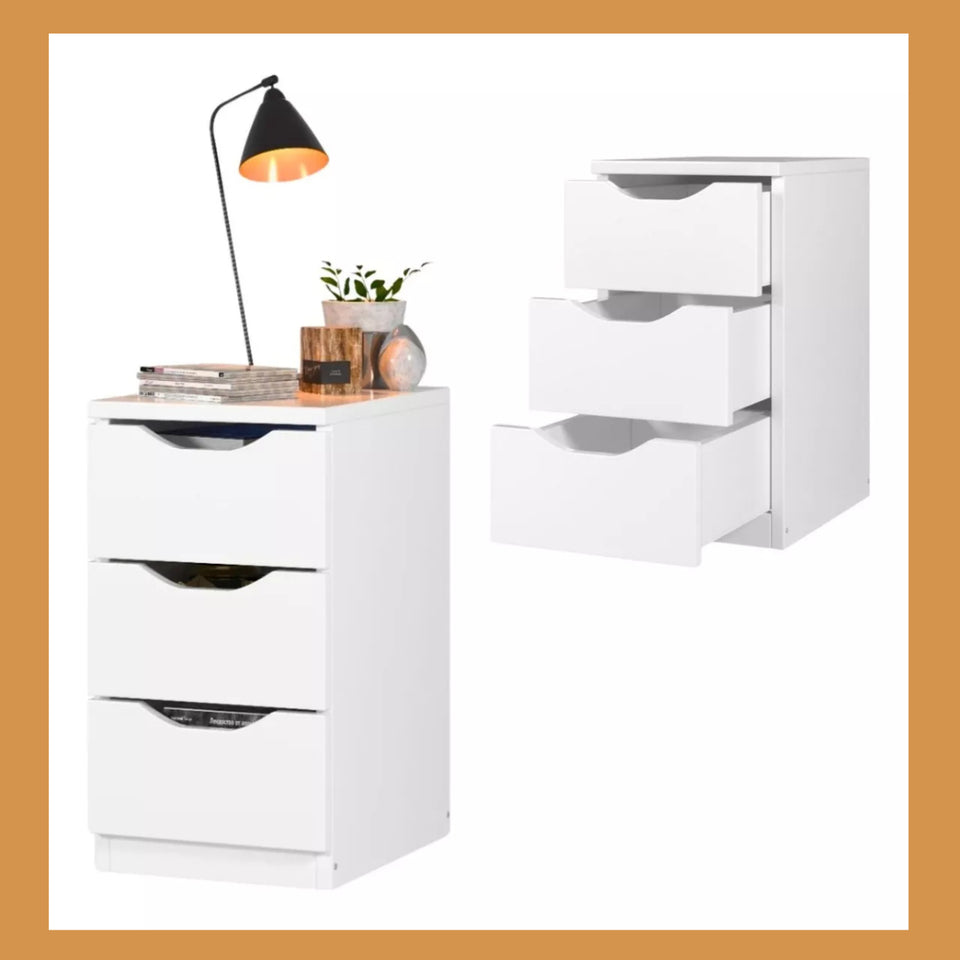 Gaveteiro Criado Mudo 3 Gavetas Decor Sala Escritorio Multivisão MDP branco