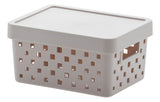 Caixa organizadora Simil Rattan com tampa - Girl - Garageimpo Color Beige