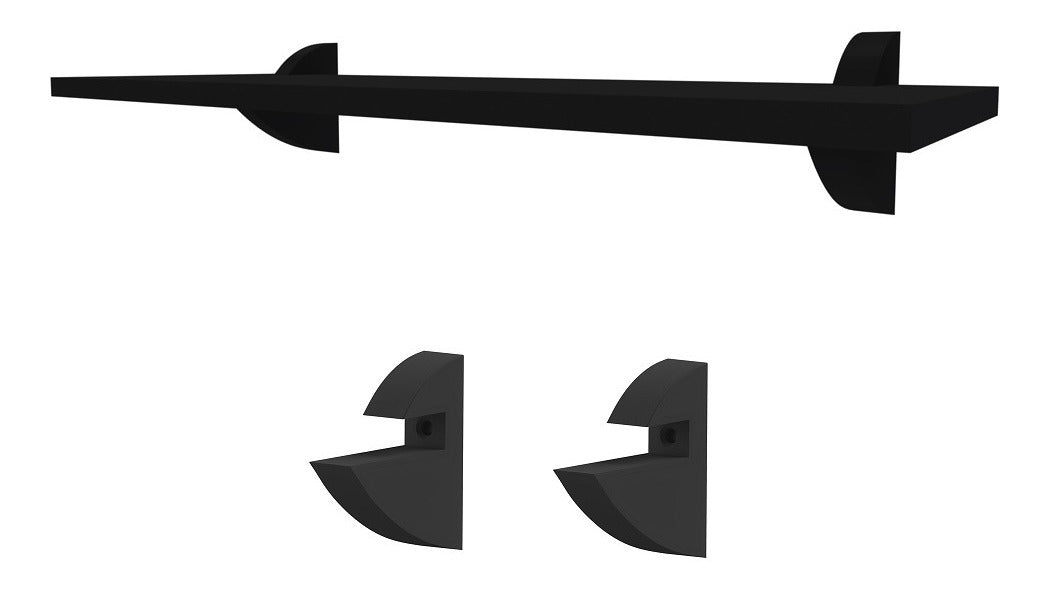 Prateleira Decoração Em Mdp 20x60cm Suporte Clip Multivisão Cor Preto