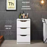 Gaveteiro Criado Mudo 3 Gavetas Decor Sala Escritorio Multivisão MDP branco