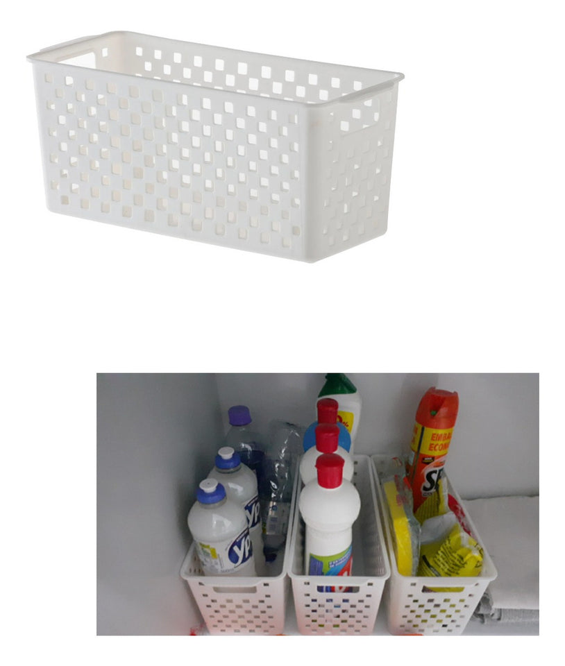 Cesto Organizador 27x12x12cm Multiuso Quadratta Paramount Cor Branco 27X12X12cm