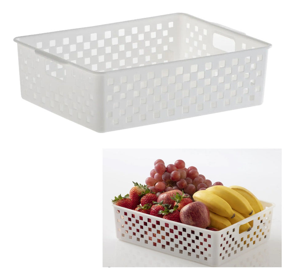 Caixa organizadora de cestas Paramount openwork 34x27x9cm, cor branca