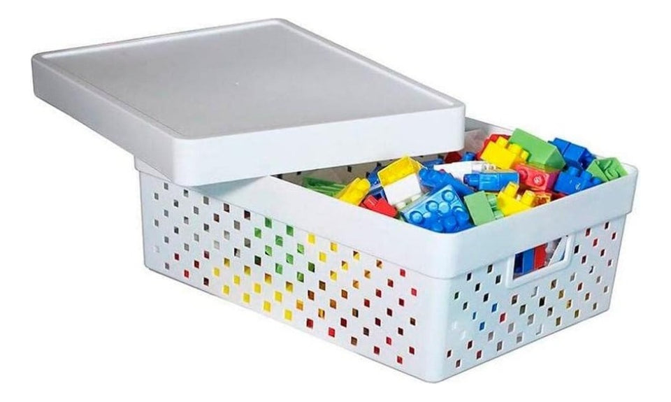 Cesto Organizador 16 Litros C/tampa 39x29x14cm 843 Paramount Cor Branco 0