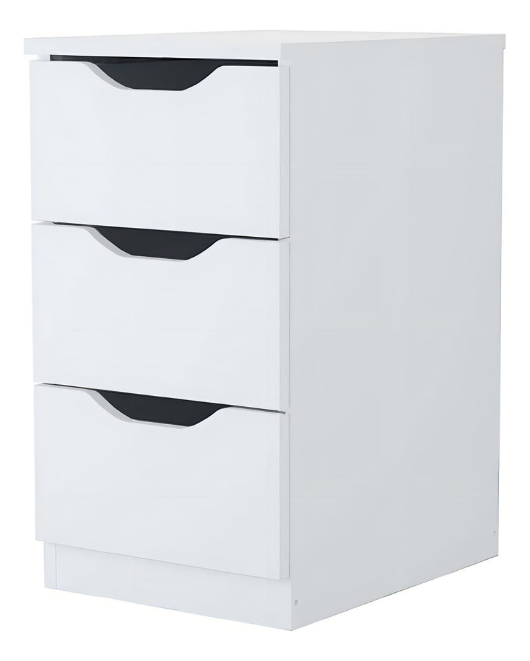 Gaveteiro Criado Mudo 3 Gavetas Decor Sala Escritorio Multivisão MDP branco