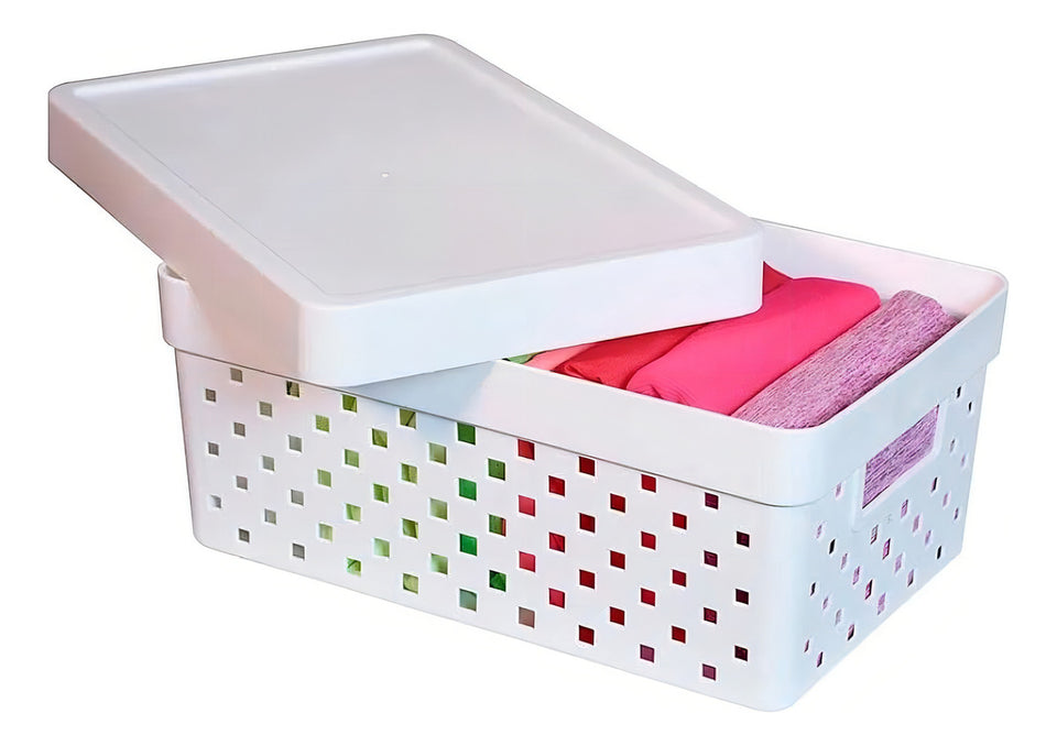 Cesto Organizador 16 Litros C/tampa 39x29x14cm 843 Paramount Cor Branco 0