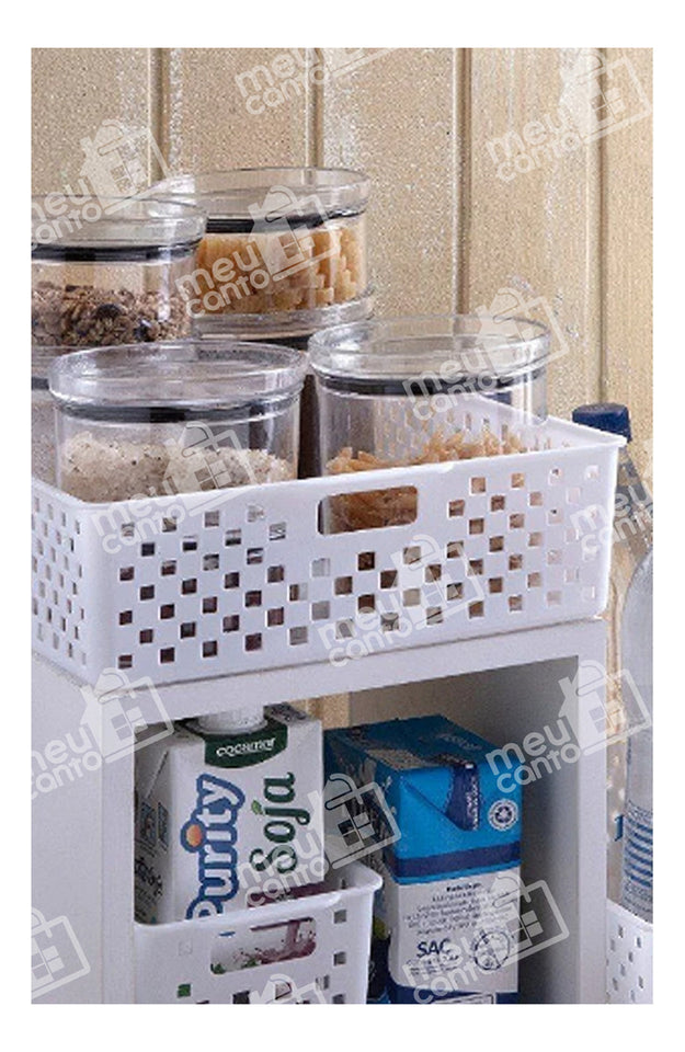 Caixa organizadora de cestas Paramount openwork 34x27x9cm, cor branca