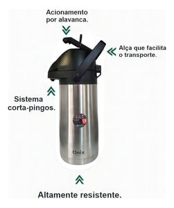 Garrafa Térmica 1,9 Litros Água Gelada 24h / Quente 12h Aço Inox
