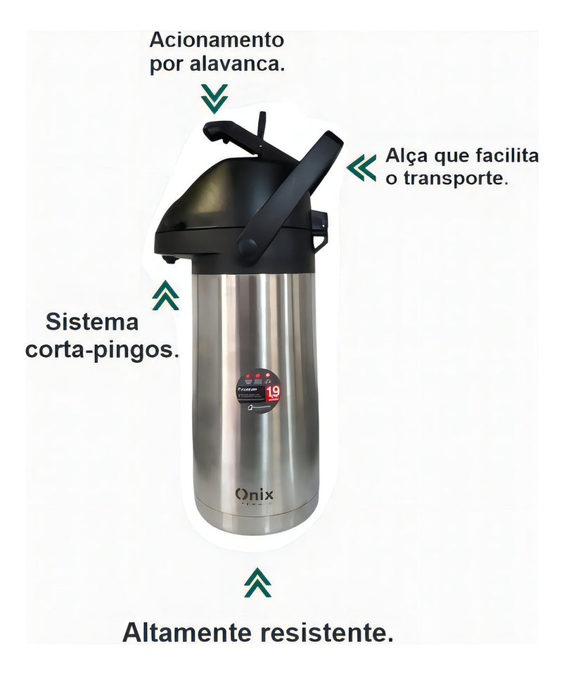 Garrafa Térmica 1,9 Litros Água Gelada 24h / Quente 12h Aço Inox
