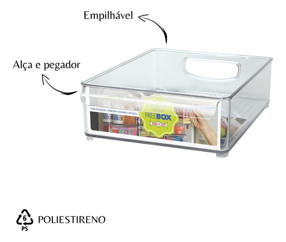 Organizador Para Geladeira Caixa Gaveta Suporte Multi Uso Cor Transparente