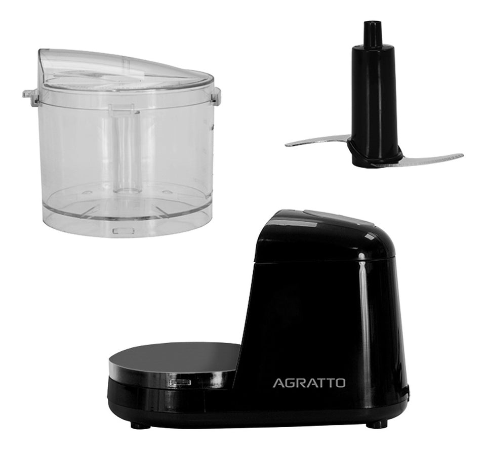 Mini Processador de Alimentos 5 em 1 Elétrico 350 ml 2 Lâminas Preto Agratto Ampr01i-01