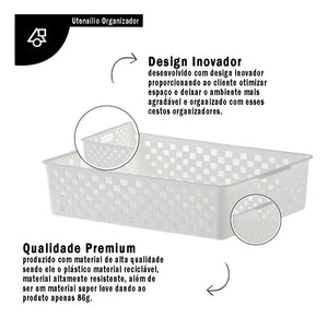 Caixa organizadora de cestas Paramount openwork 34x27x9cm, cor branca