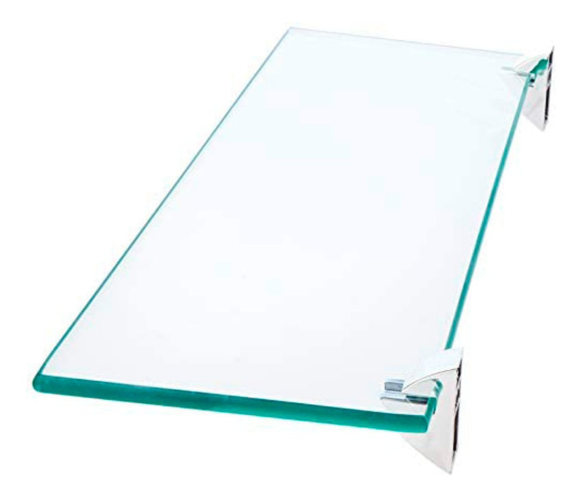 Prateleira Em Vidro 20x40cm Suporte Cromado Multivisão