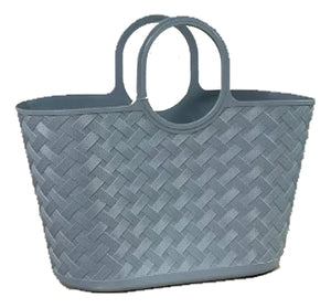 Bolsa Rattan 25 Lts De Plástico Com Alça Praia Feira Cinza