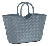 Bolsa Rattan 25 Lts De Plástico Com Alça Praia Feira Cinza