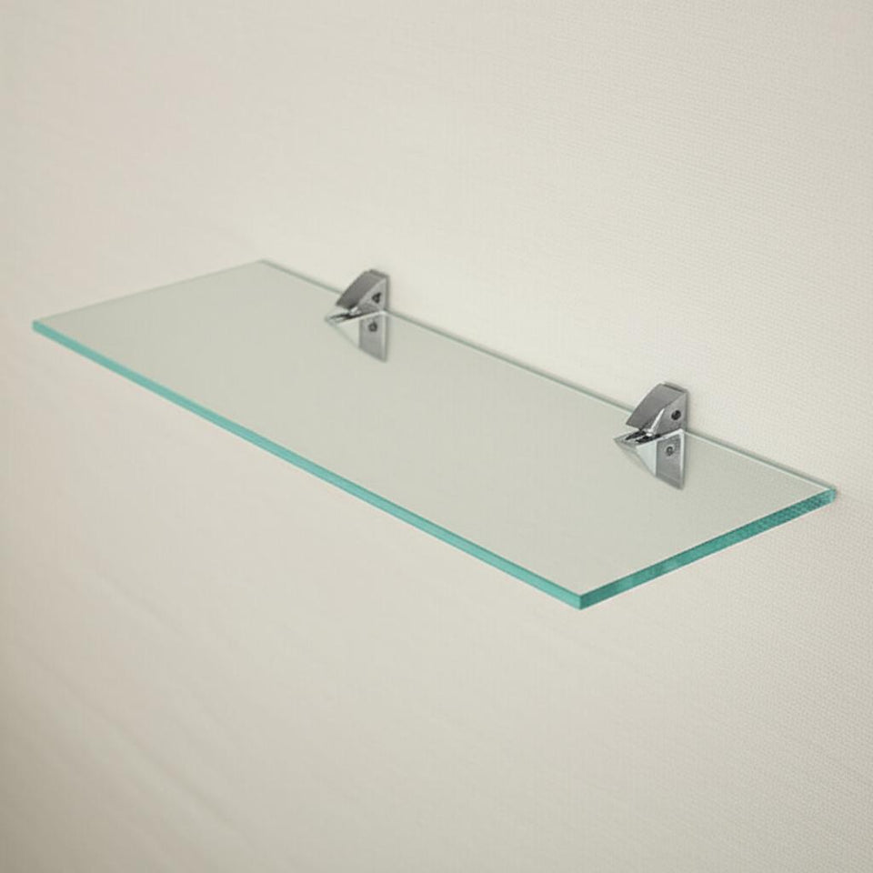 Prateleira Em Vidro 20x40cm Suporte Cromado Multivisão