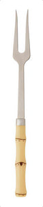 Garfo Para Churrasco Inox Cabo Plástico Bambu Natural 25,5cm