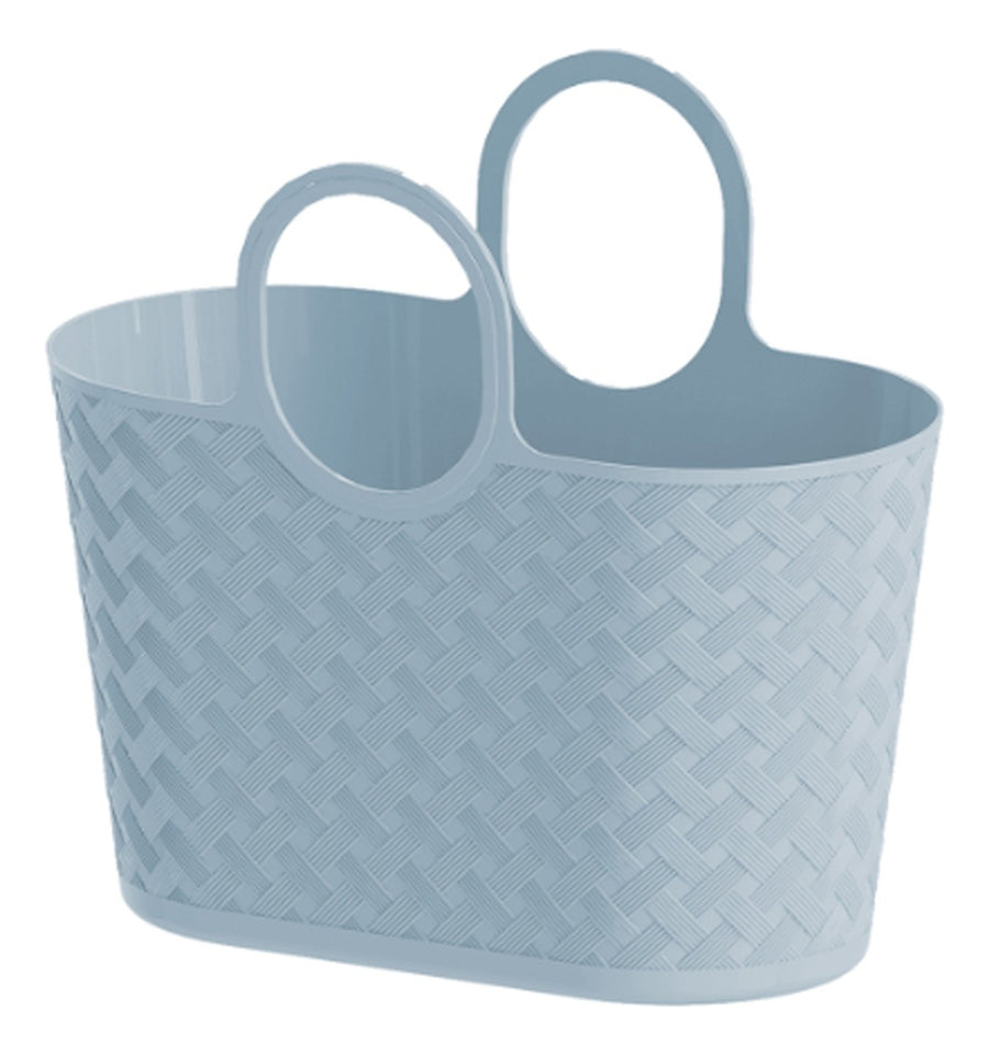 Bolsa Rattan 25 Lts De Plástico Com Alça Praia Feira Cinza