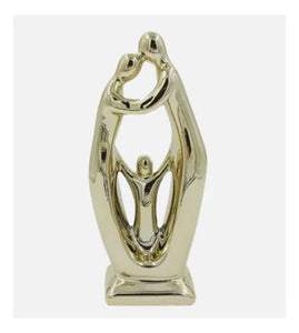 Enfeite Decorativo Escultura Família Estátua Dourado