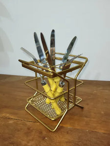 Porta Talher Piatina Dourado Fosco Com Divisórias Arthi Dourado