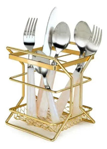 Porta Talher Piatina Dourado Fosco Com Divisórias Arthi Dourado