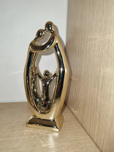 Enfeite Decorativo Escultura Família Estátua Dourado