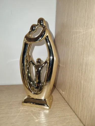 Enfeite Decorativo Escultura Família Estátua Dourado