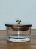 Acucareiro De Vidro Com Tampa De Teca Cheschire 9c Azul-aço