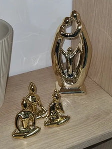 Enfeite Decorativo Escultura Família Estátua Dourado