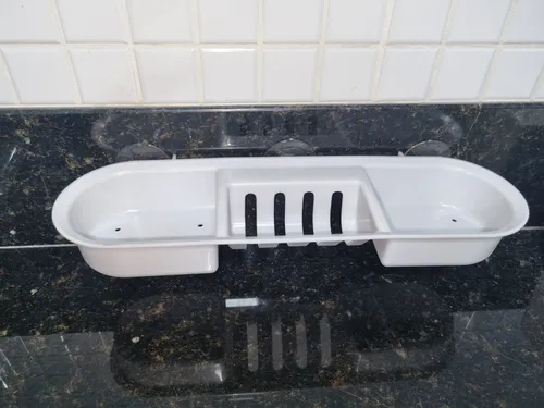 Suporte De Apoio Multiuso Com Ventosa Para Banheiro Branco