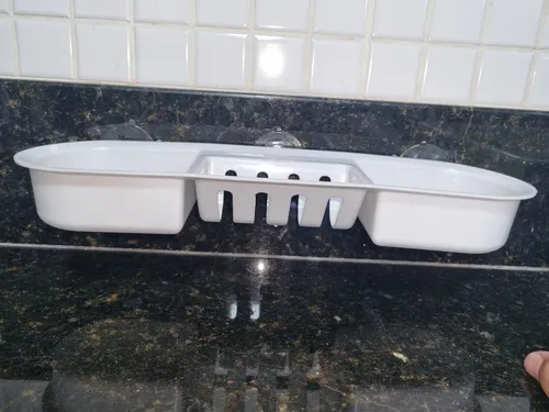 Suporte De Apoio Multiuso Com Ventosa Para Banheiro Branco